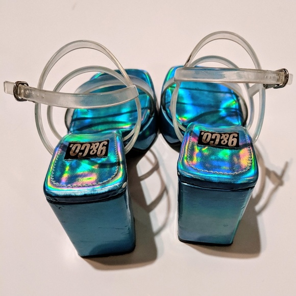 Vintage Metallic Chunky Platform Heels 90s 80s - Picture 5 of 5